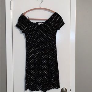 Polka dot off the shoulder dress
